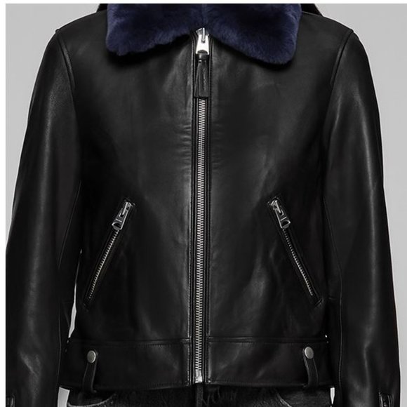 Mackage leather jacket removable BLUE fur collar - Picture 6 of 7